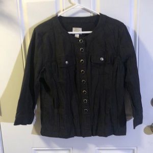 Christopher & Banks stretch black shirt jacket sz L